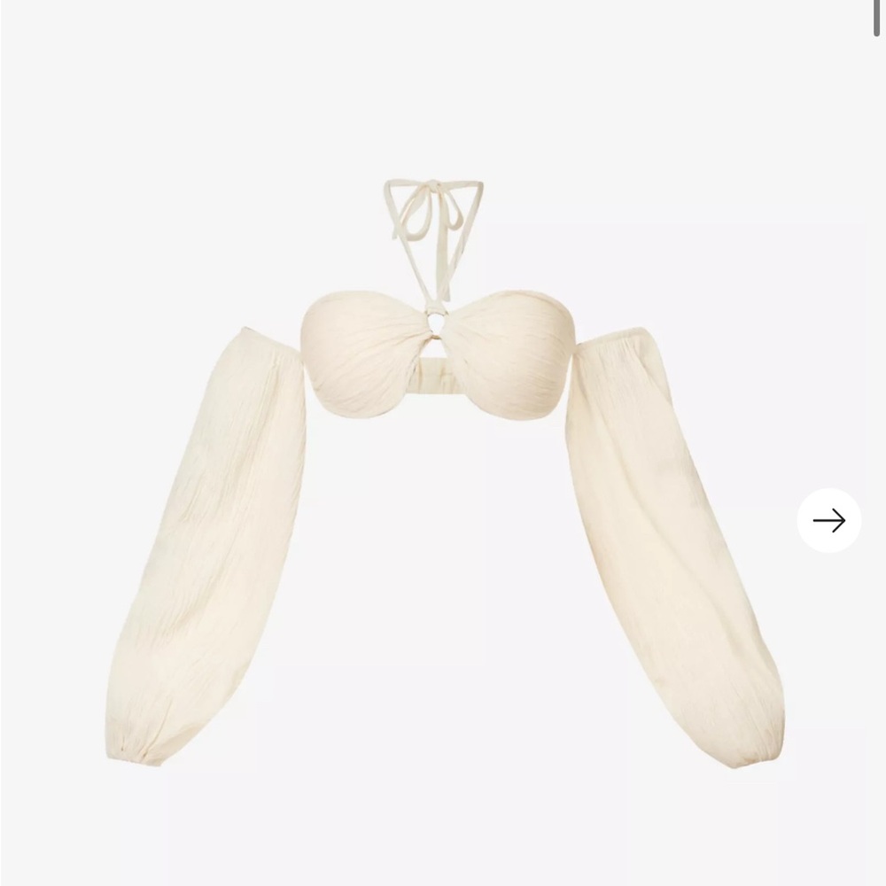 Cream Off-Shoulder Halter Top